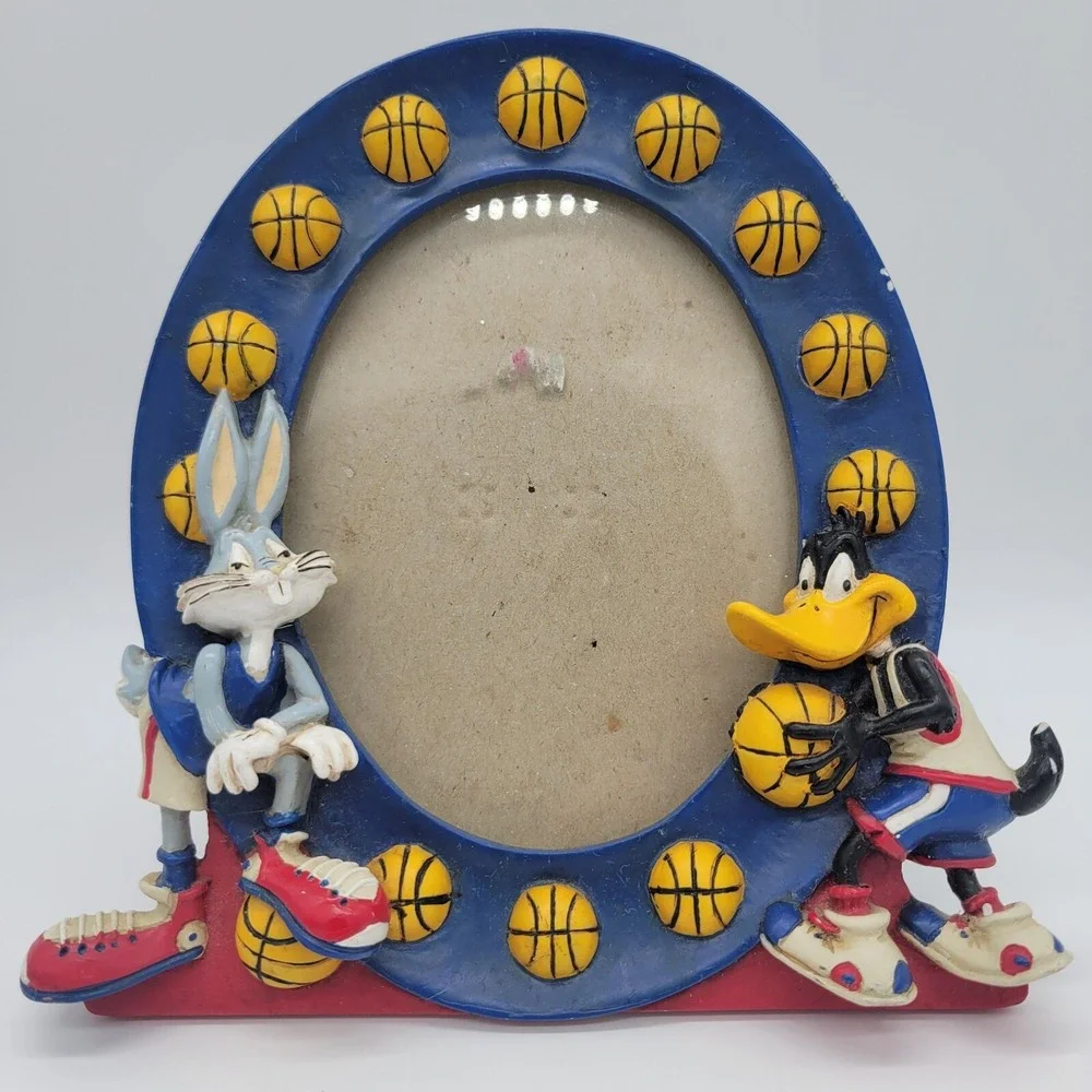Vintage Looney Tunes Bugs Bunny & Daffy Duck Basketball Picture Frame Lot Of 2